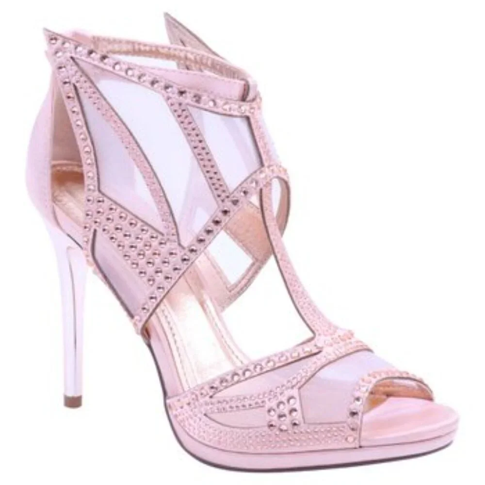 Rose Gold Rhinestone Heels - Picture 1 of 5